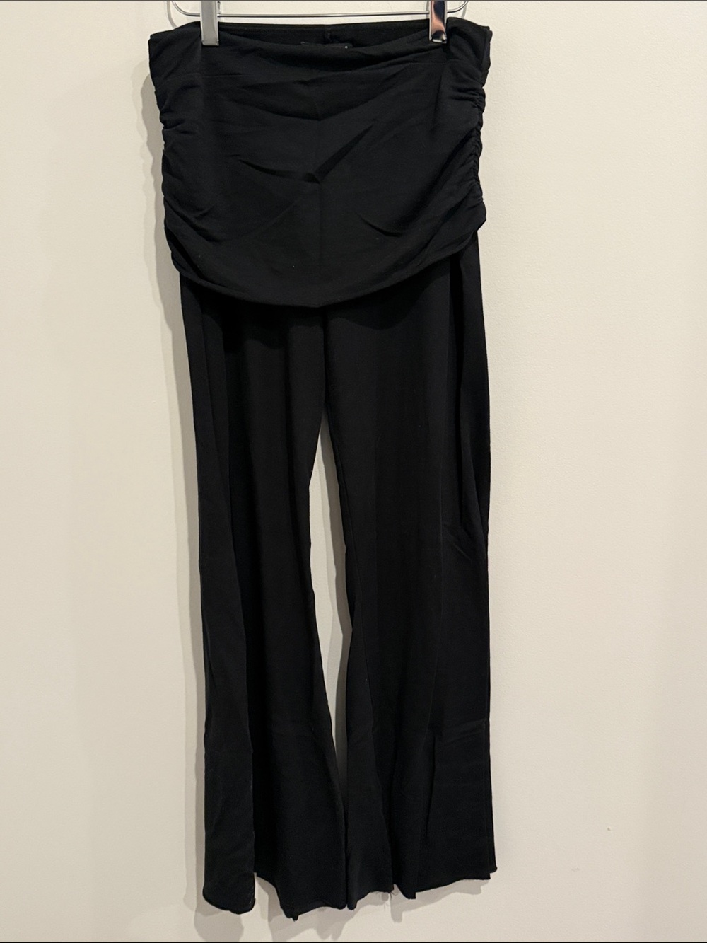 Michael Lauren Black Yoga Pants with Large Band Fold-over